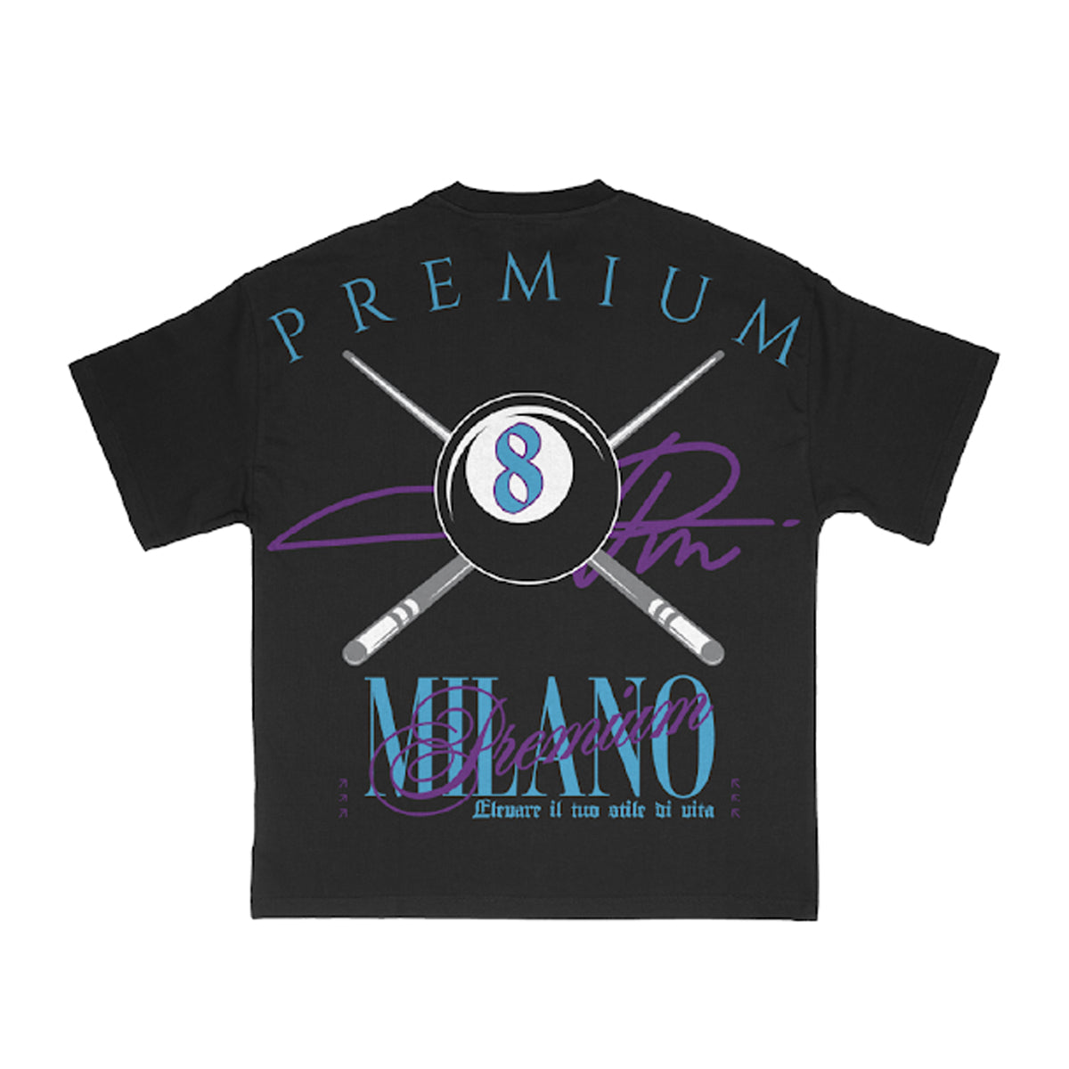 Premium Milano Mens Premium 8-Ball Crew Neck T-Shirt S25331-23 Black