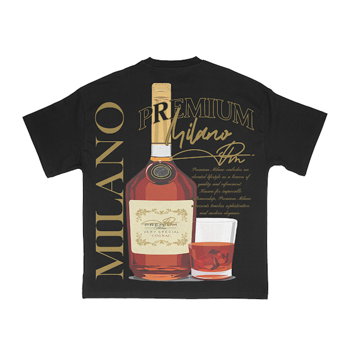 Premium Milano Mens Premium Cognac Crew Neck T-Shirt S25415-13 Black